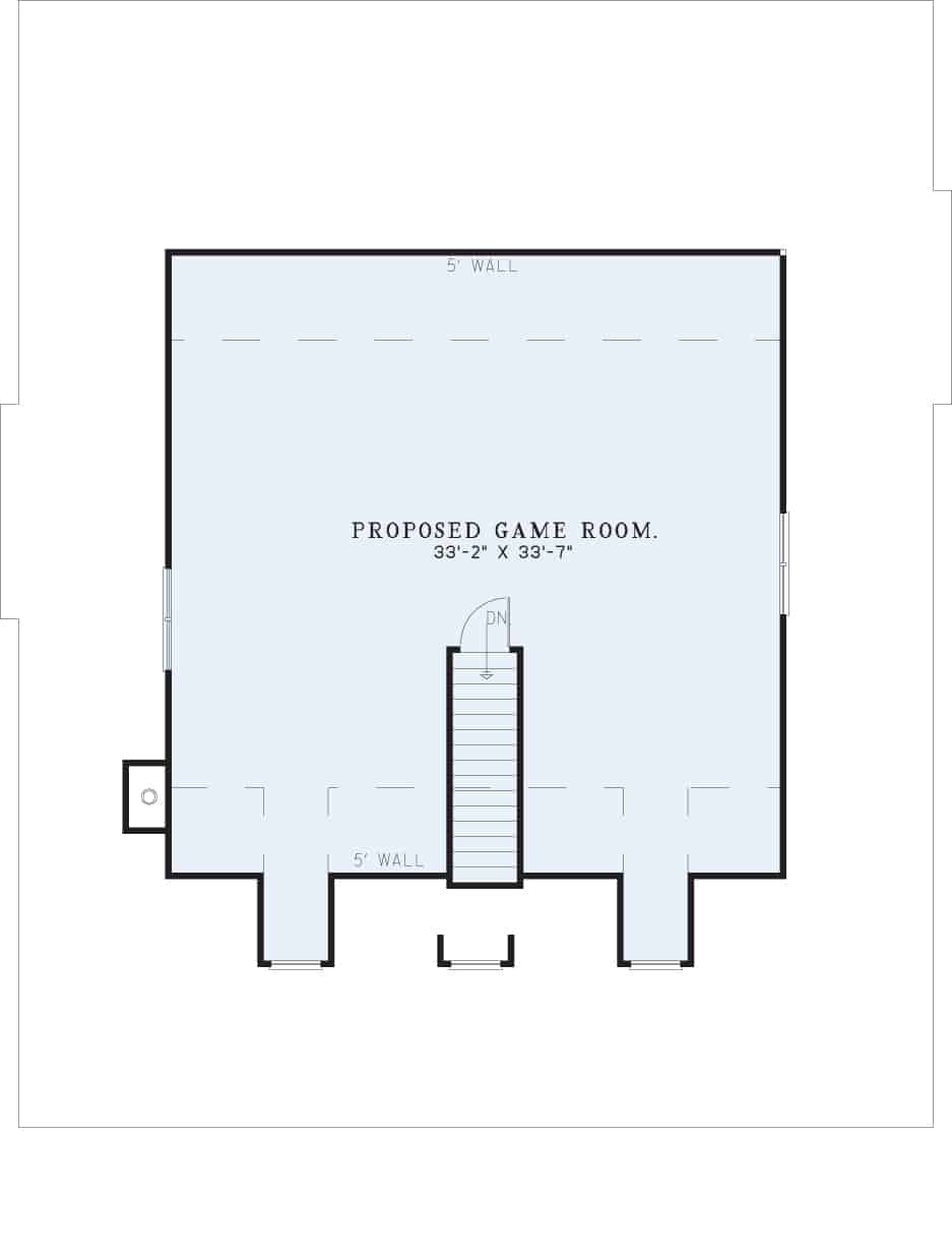 Floor Plan Bonus Room of Southern Plan #153-1454