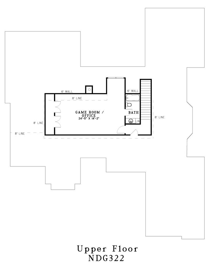Floor Plan Second Story of French Plan #153-1456
