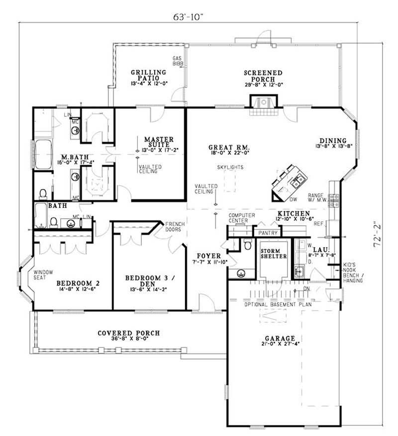 Floor Plan First Story of Country Plan #153-1464