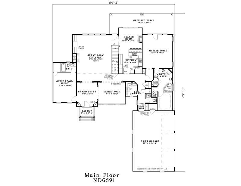 Floor Plan First Story of Craftsman Plan #153-1471