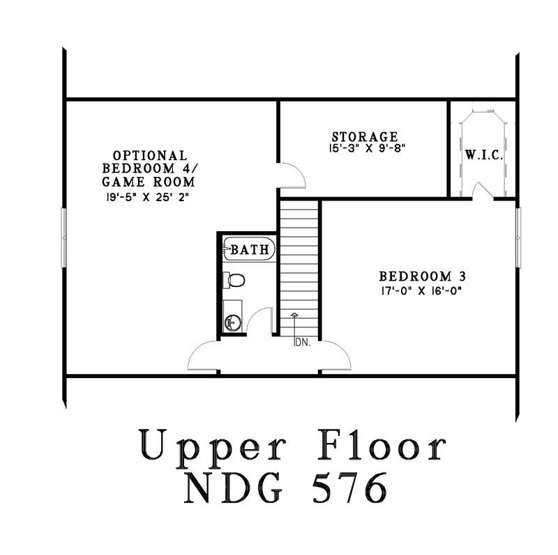 Floor Plan Second Story of Craftsman Plan #153-1473