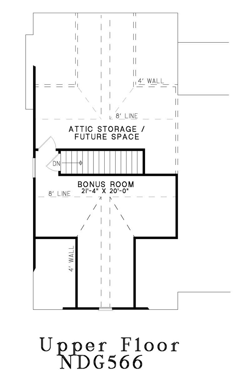 Floor Plan Bonus Room of Cape Cod Plan #153-1474