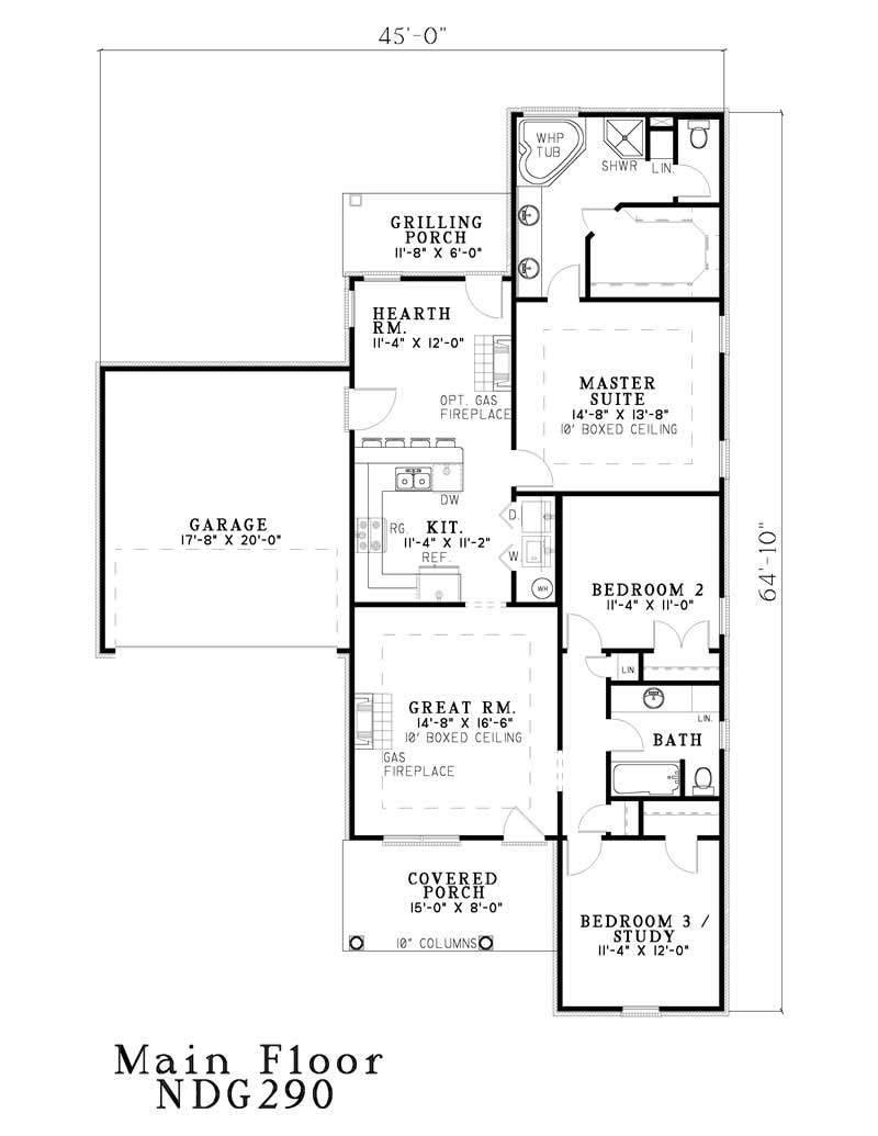 Floor Plan First Story of Country Plan #153-1484