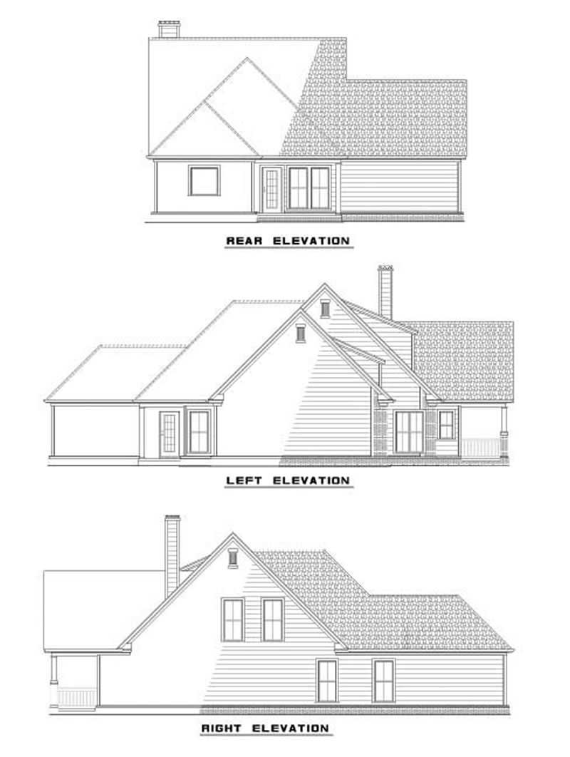 Home Plan Rear Elevation of this 3-Bedroom,1906 Sq Ft Plan -153-1486