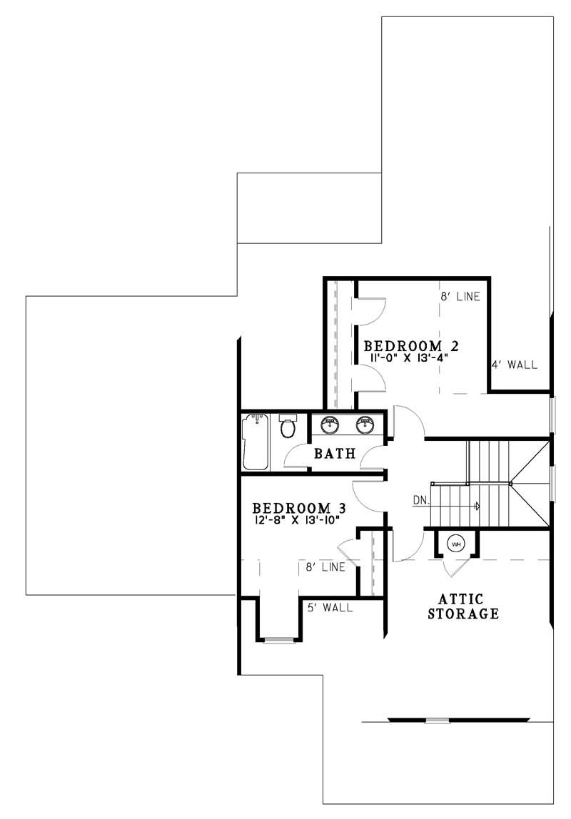 Floor Plan Second Story of Craftsman Plan #153-1486