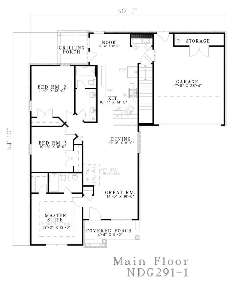 Floor Plan First Story of Southern Plan #153-1494