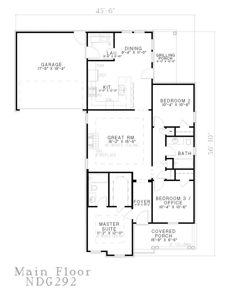 Floor Plan First Story of Small House Plans #153-1495