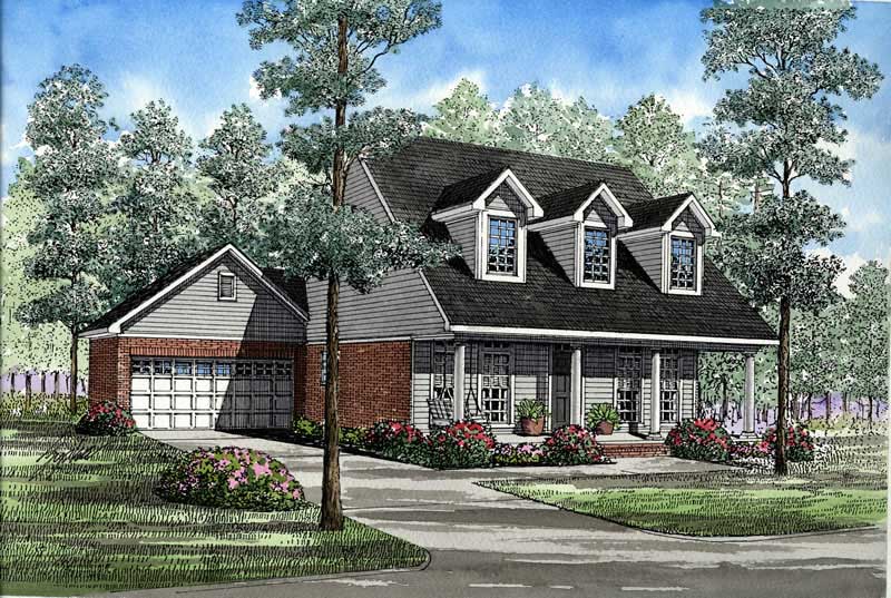 Front elevation of Country home (ThePlanCollection: House Plan #153-1496)