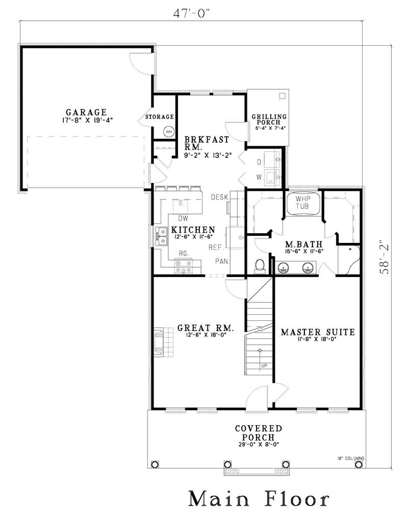 Floor Plan First Story of Country Plan #153-1496