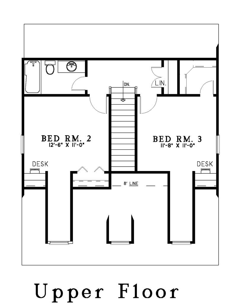 Floor Plan Second Story of Country Plan #153-1496