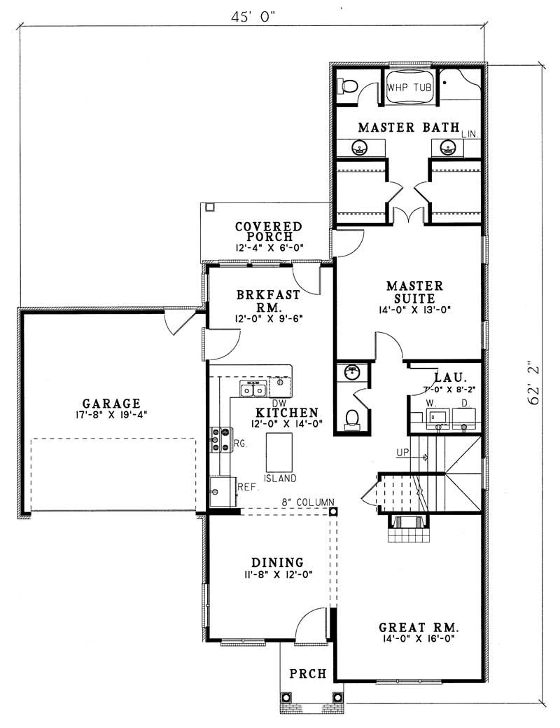 Floor Plan First Story of Southern Plan #153-1497