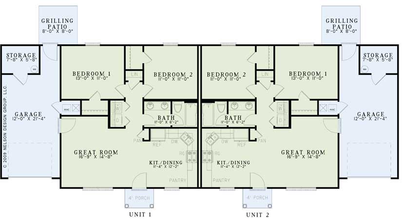 Floor Plan First Story of Multi-Unit Plan #153-1498