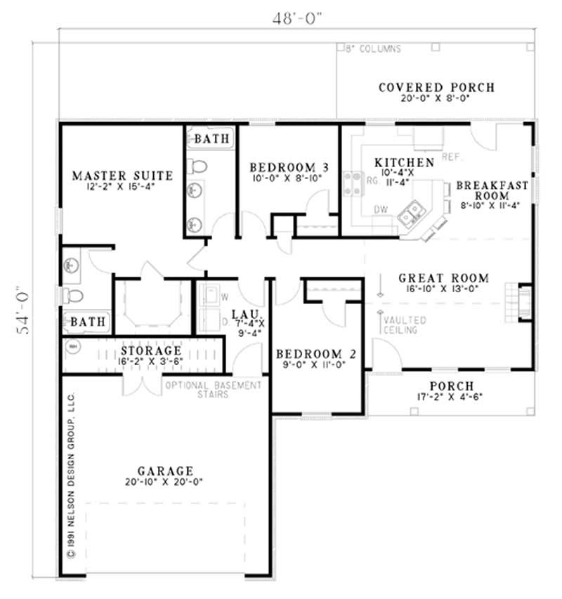 Floor Plan First Story of Ranch Plan #153-1502