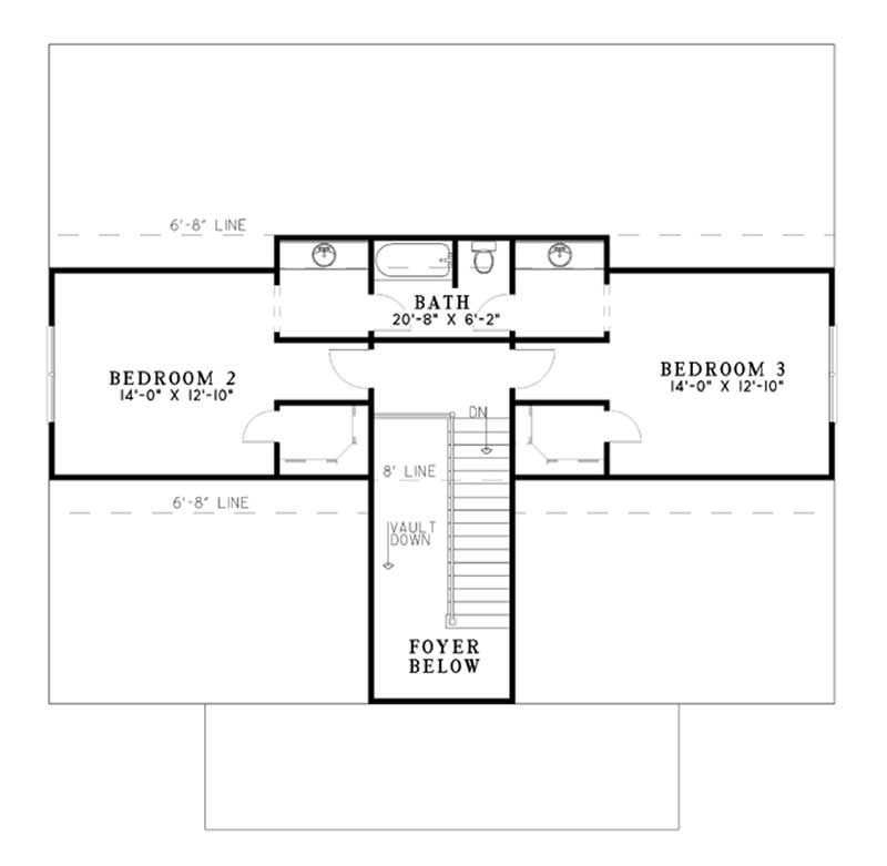 Floor Plan Second Story of Country Plan #153-1508