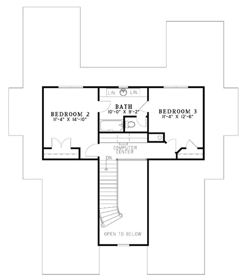 Floor Plan Second Story of Contemporary Plan #153-1512