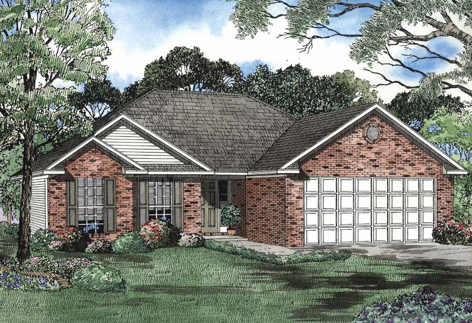 Front elevation of European home (ThePlanCollection: House Plan #153-1513)