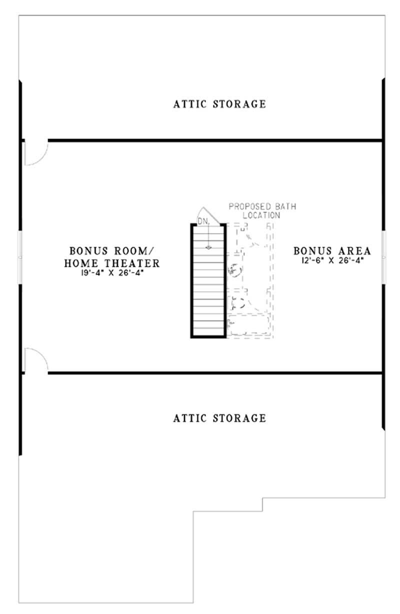 Floor Plan Bonus Room of Country Plan #153-1516