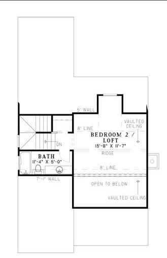 Floor Plan Second Story of Farmhouse Plan #153-1517