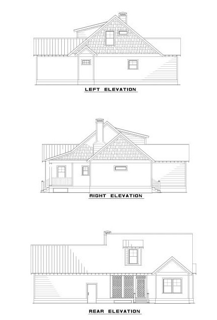 Home Plan Rear Elevation of this 2-Bedroom,1294 Sq Ft Plan -153-1517