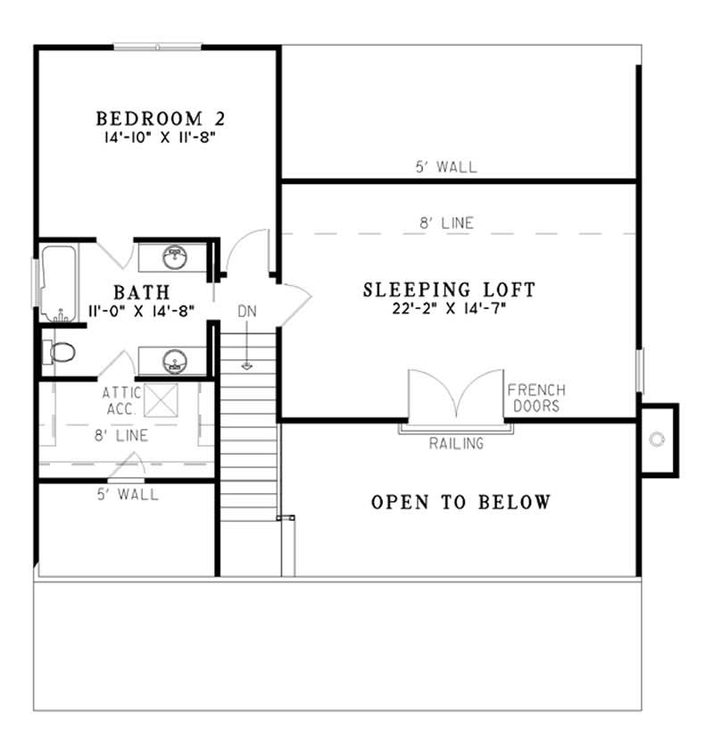 Floor Plan Second Story of Farmhouse Plan #153-1529