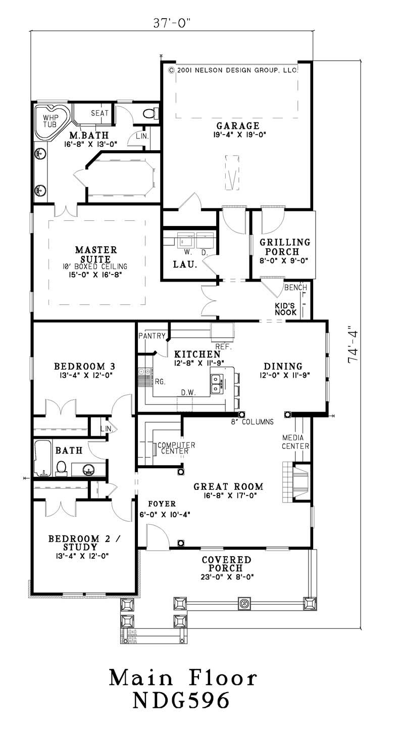 Floor Plan First Story of Craftsman Plan #153-1535