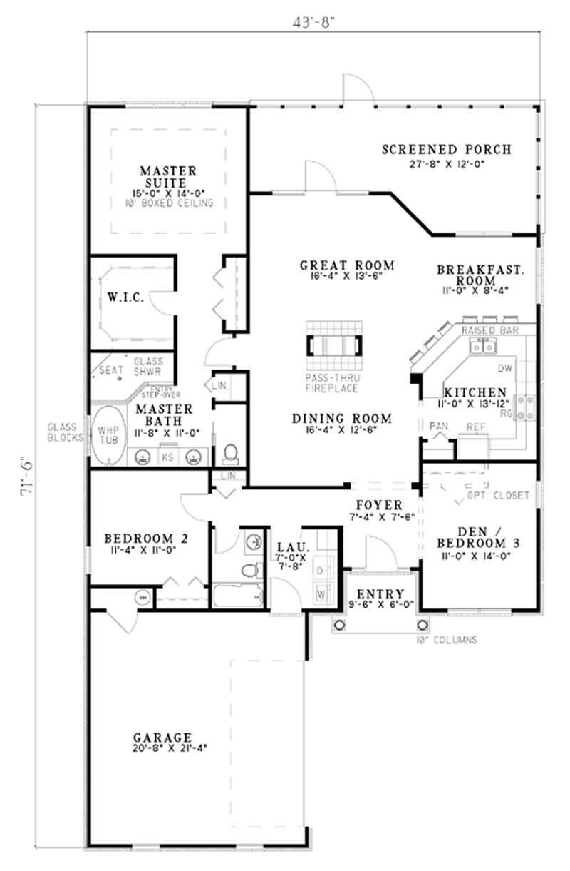 Floor Plan First Story of Country Plan #153-1536