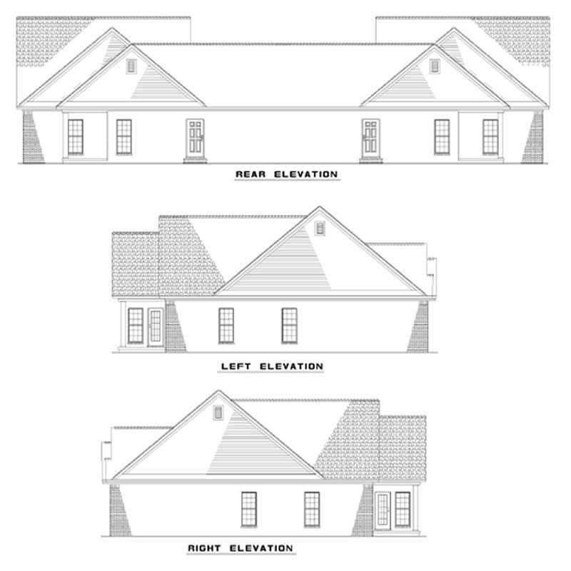 Home Plan Rear Elevation of this 6-Bedroom,1318 Sq Ft Plan -153-1542