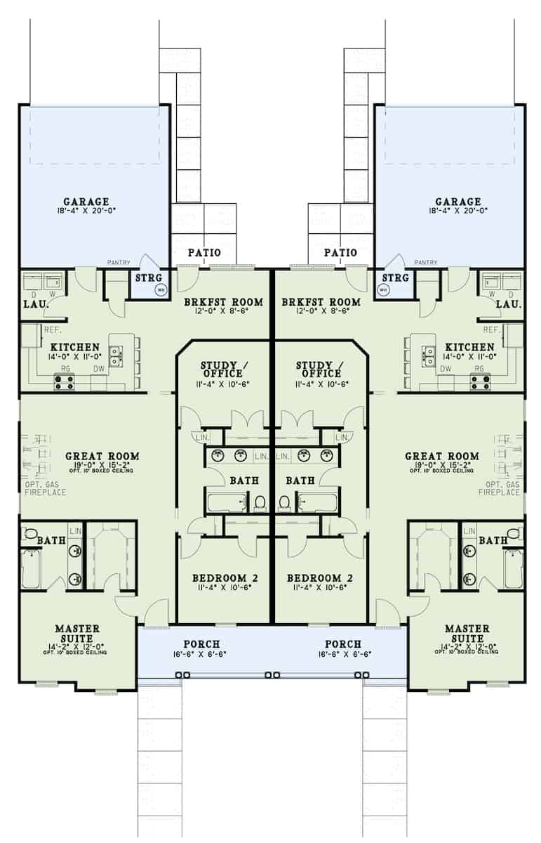 Floor Plan Main Level of Multi-Unit Plan #153-1544