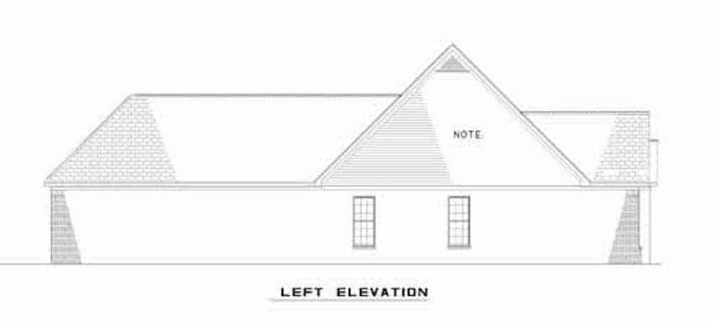 Home Plan Left Elevation of this 6-Bedroom,3026 Sq Ft Plan -153-1544