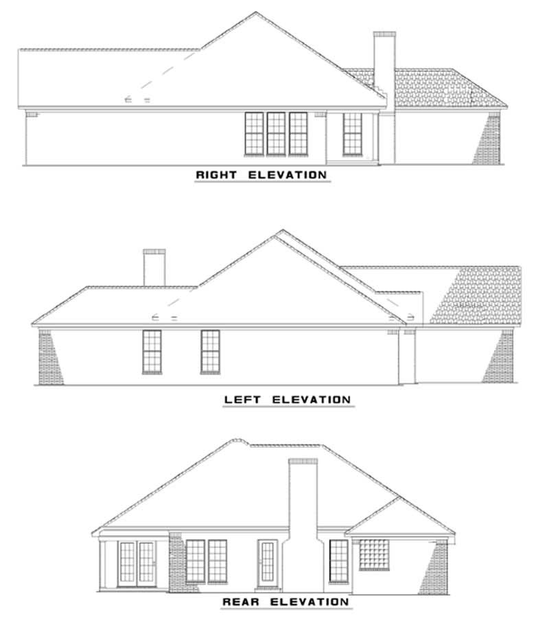 Home Plan Rear Elevation of this 3-Bedroom,1679 Sq Ft Plan -153-1545