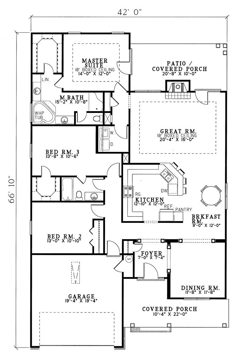 Floor Plan First Story of Southwest Plan #153-1548