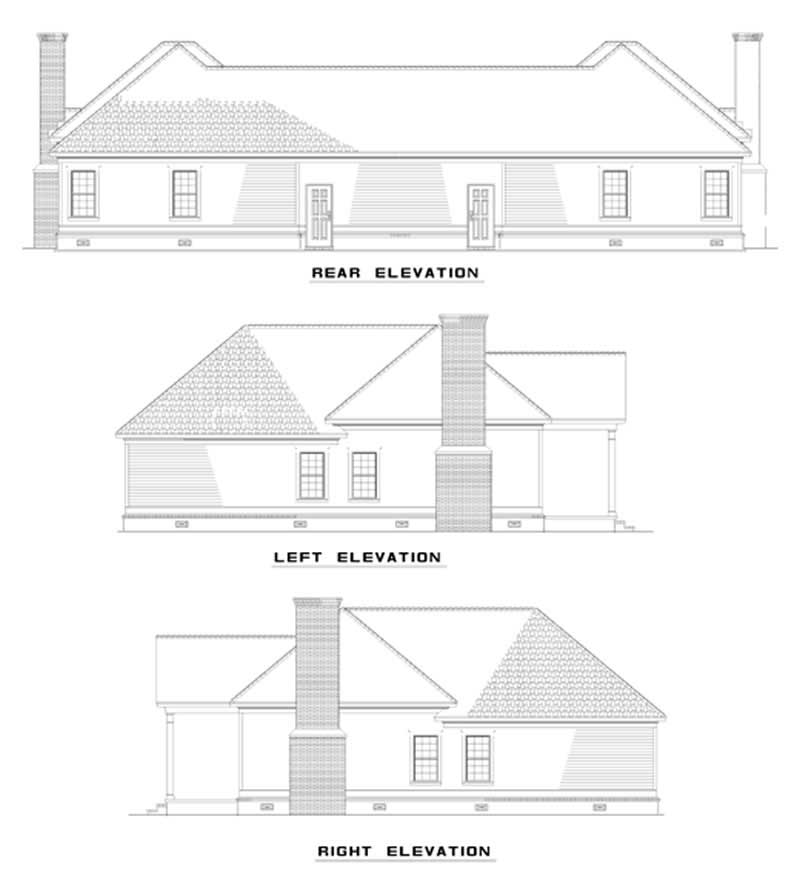 Home Plan Rear Elevation of this 4-Bedroom,1172 Sq Ft Plan -153-1549