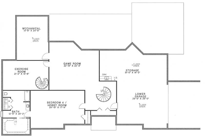 Floor Plan Basement of Contemporary Plan #153-1551