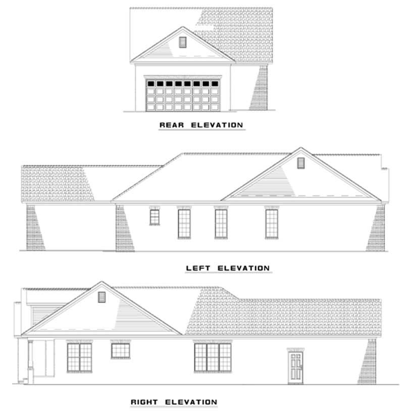 Home Plan Rear Elevation of this 3-Bedroom,1445 Sq Ft Plan -153-1555