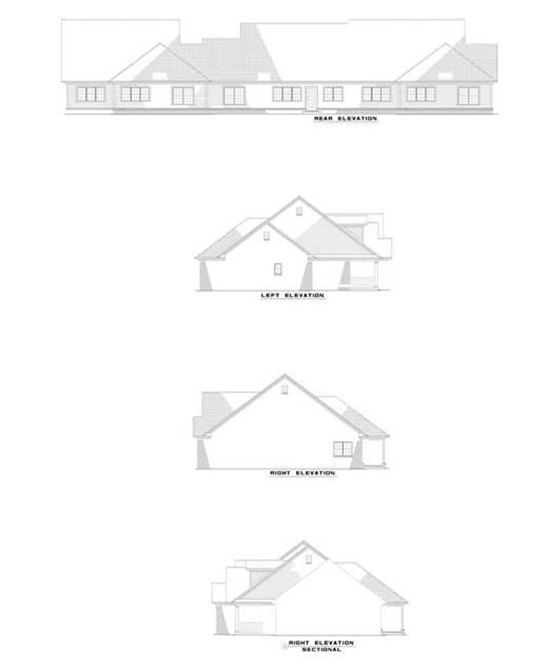 Home Plan Rear Elevation of this 2-Bedroom,1180 Sq Ft Plan -153-1557