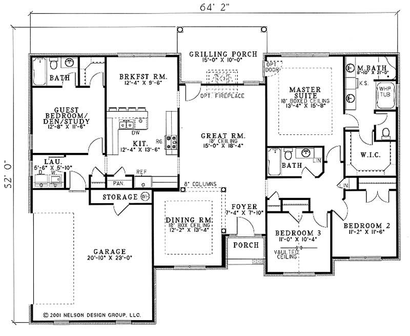 Floor Plan First Story of French Plan #153-1558