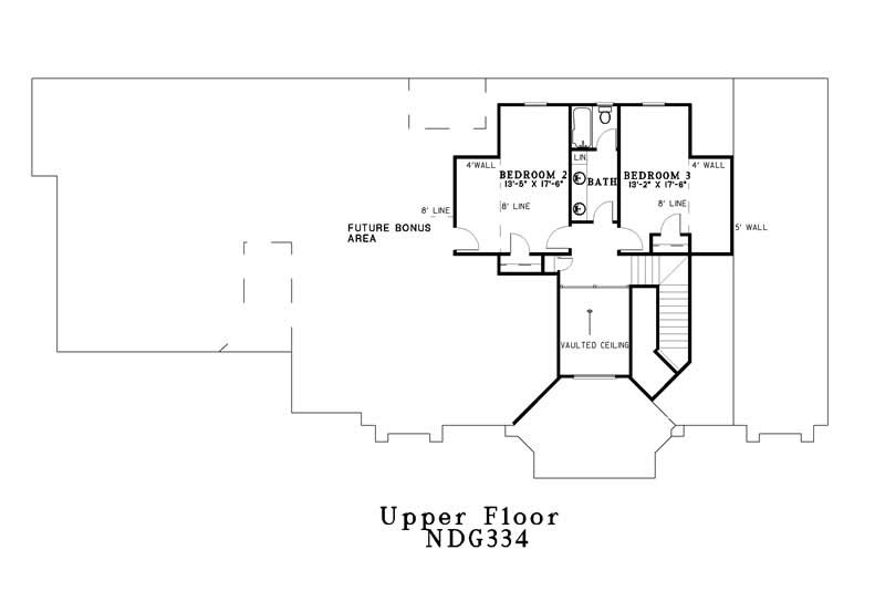 Floor Plan Second Story of Contemporary Plan #153-1567