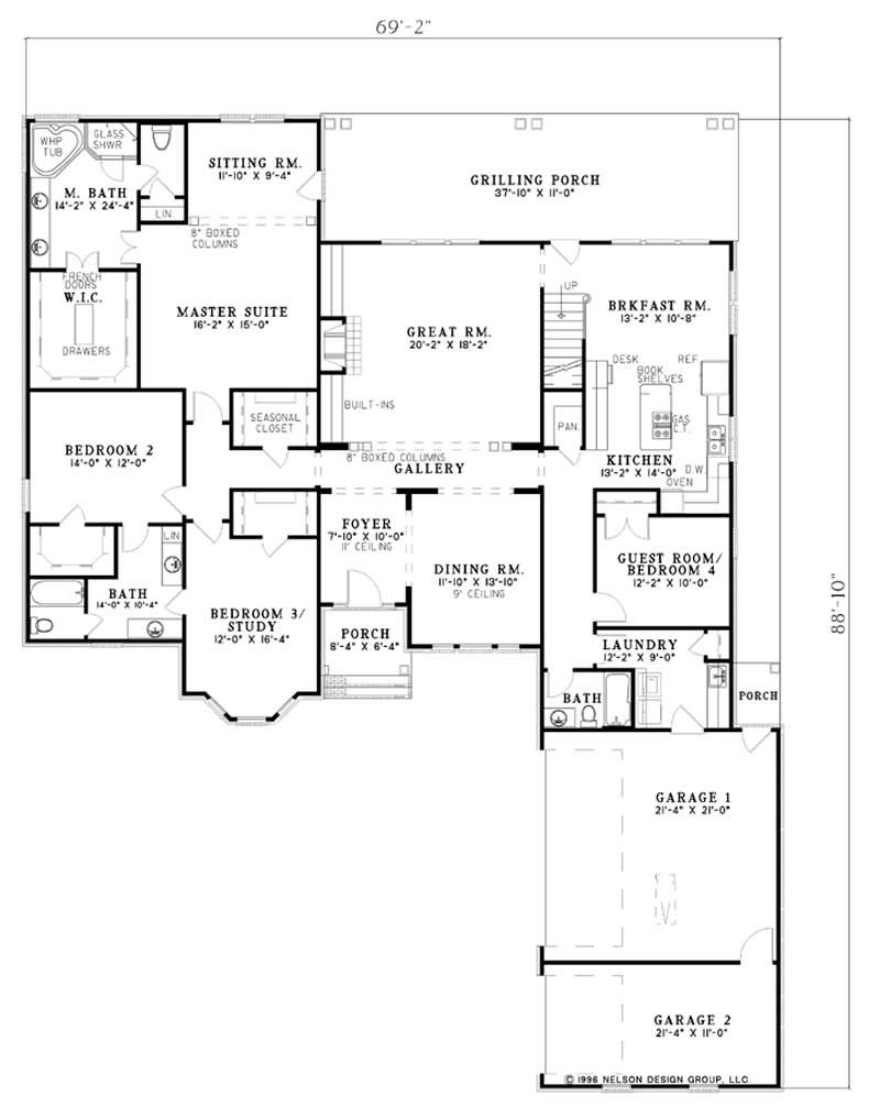 Floor Plan First Story of European Plan #153-1568