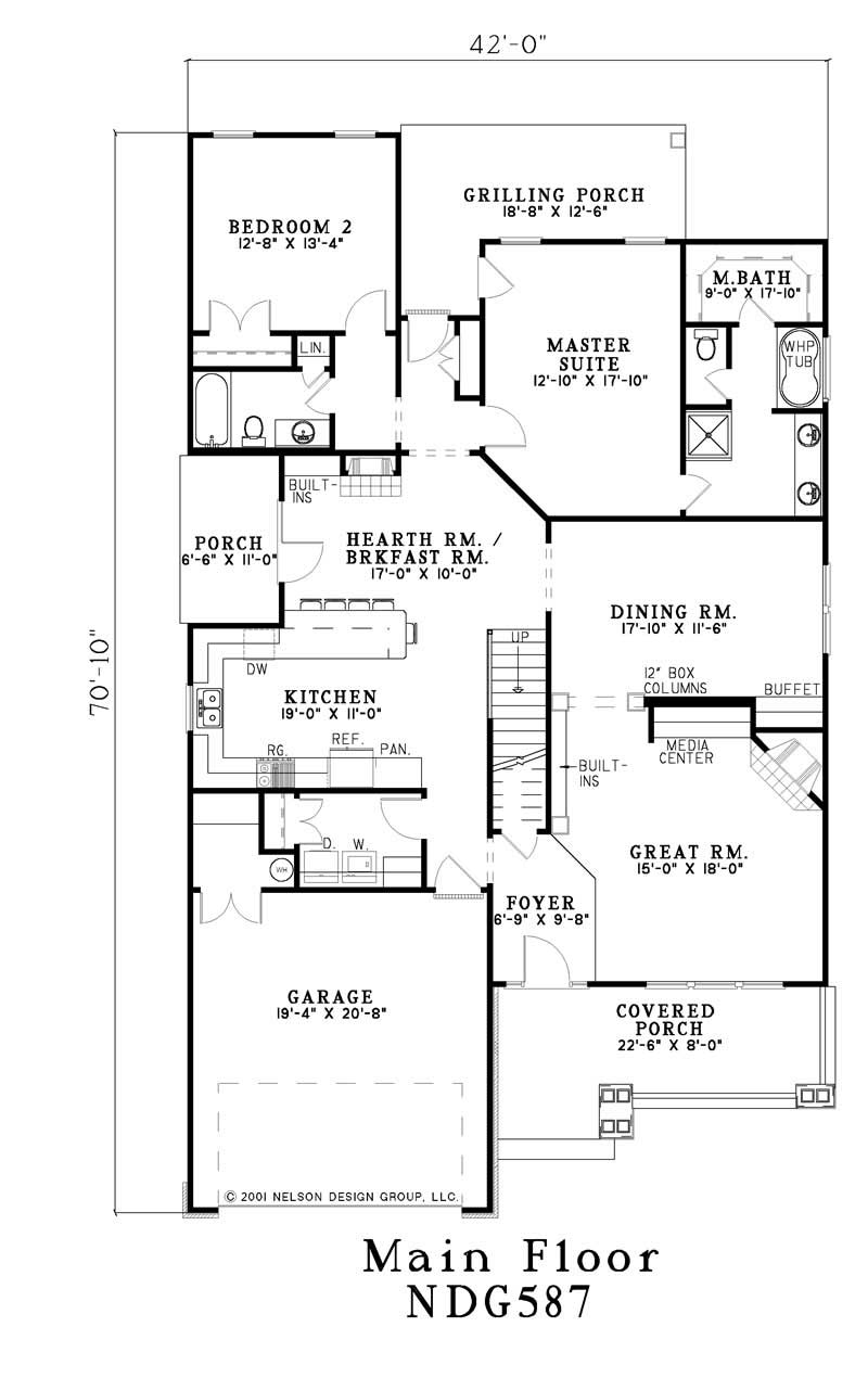 Floor Plan First Story of Craftsman Plan #153-1569