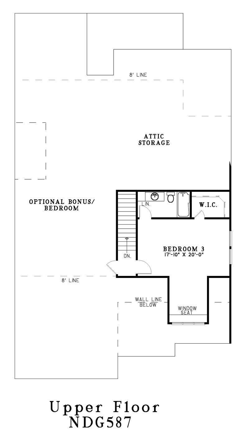 Floor Plan Second Story of Craftsman Plan #153-1569