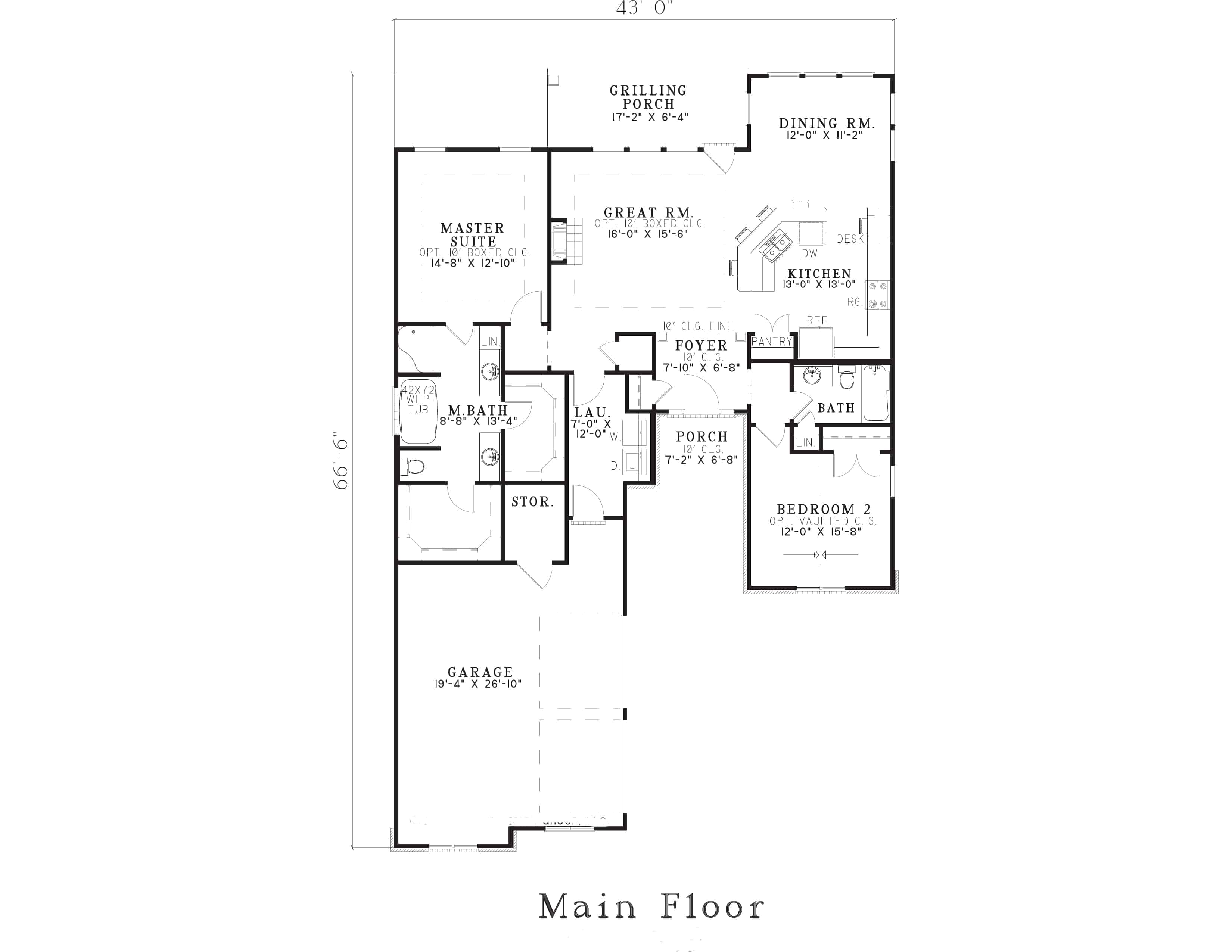 Floor Plan First Story of Craftsman Plan #153-1571