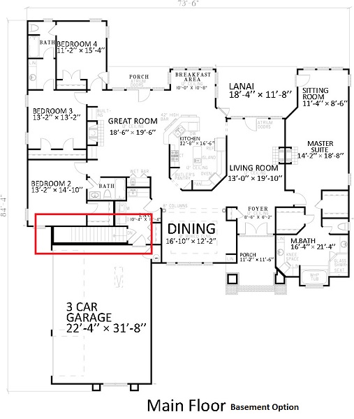 Floor Plan First Story of Contemporary Plan #153-1573