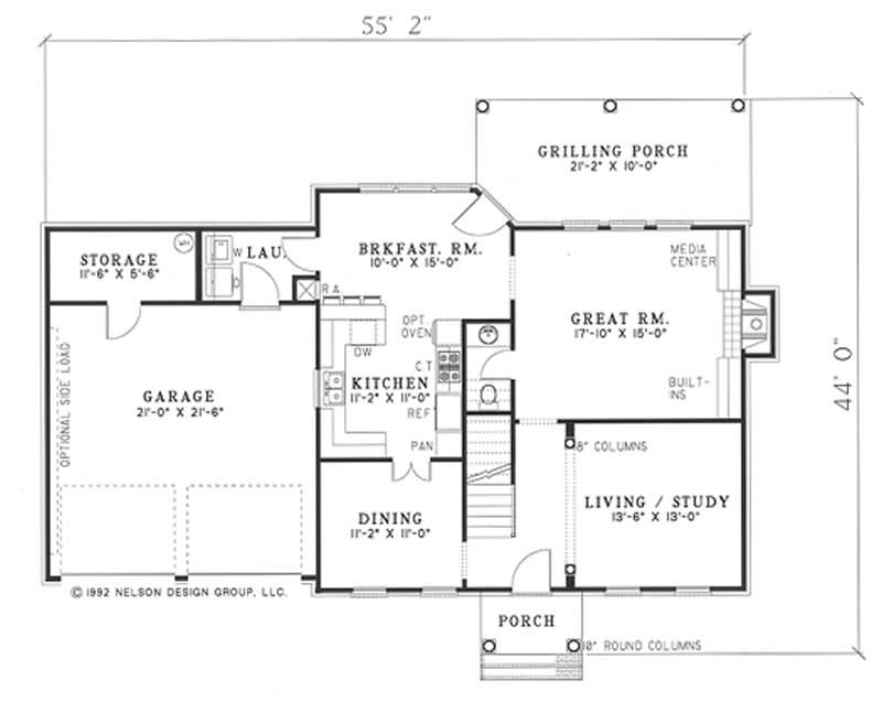 Floor Plan First Story of Colonial Plan #153-1574