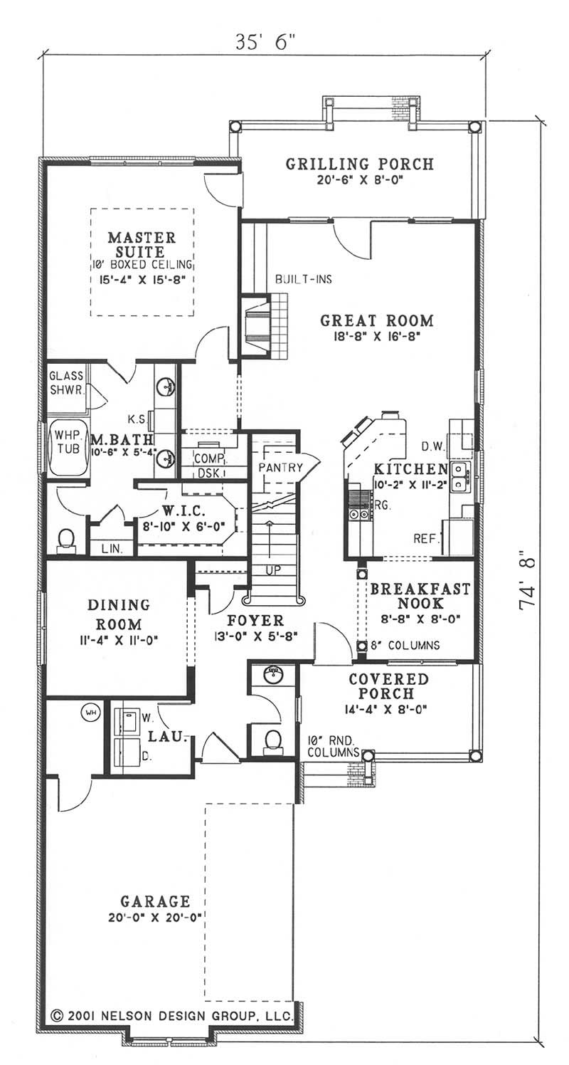 Floor Plan First Story of Southern Plan #153-1575