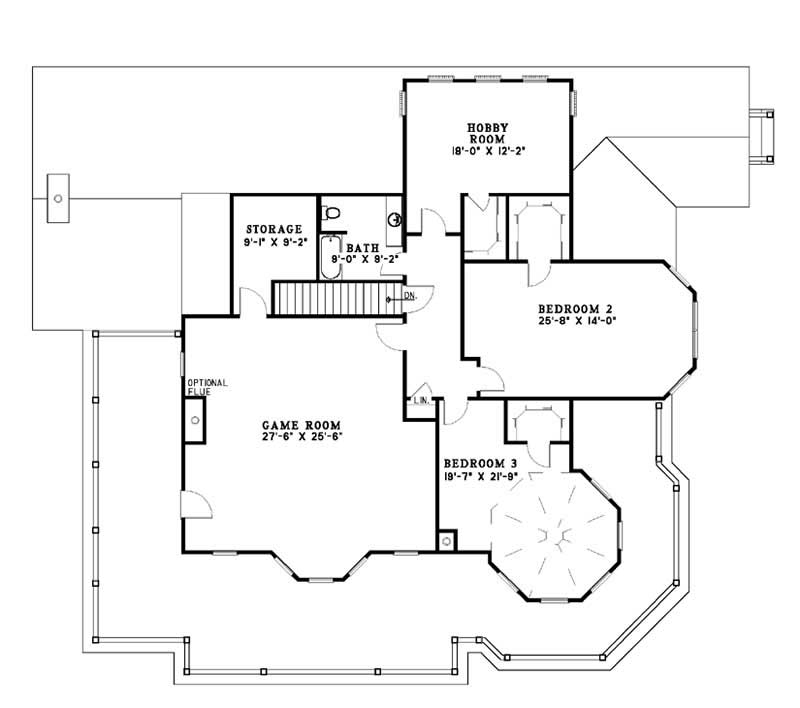 Floor Plan Second Story of Country Plan #153-1577