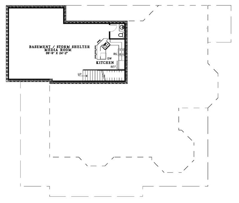 Floor Plan Basement of Country Plan #153-1577