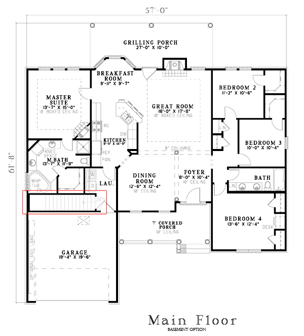 Floor Plan First Story of Country Plan #153-1582