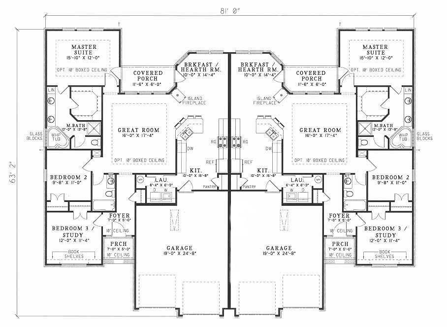 Floor Plan First Story of Multi-Unit Plan #153-1585