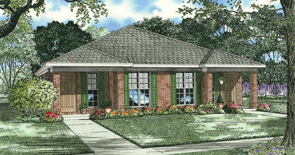 Contemporary duplex home (ThePlanCollection: Plan #153-1591)