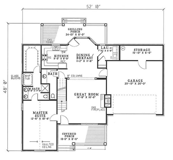 Floor Plan First Story of Country Plan #153-1592